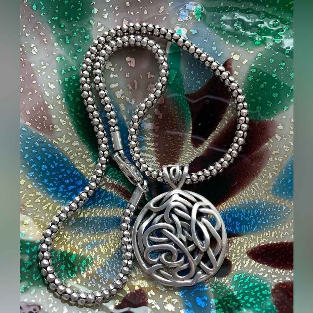 RESERVED Silpada Dynamic RARE DUO Sterling Celtic Knot Woven Pendant & 17” Popco - Picture 7 of 16
